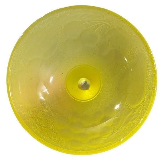 Vintage Compote Candy Trinket Dishes 2 Matching Canary Yellow Frosted Glass - Picture 10 of 14